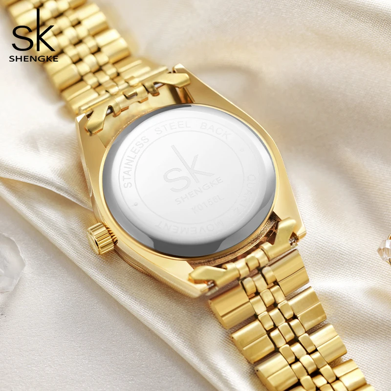 Shenke K0156 Gold Alloy Wrist Reloj Mujer Luxury Brand Classic Design Women  Quartz Watch