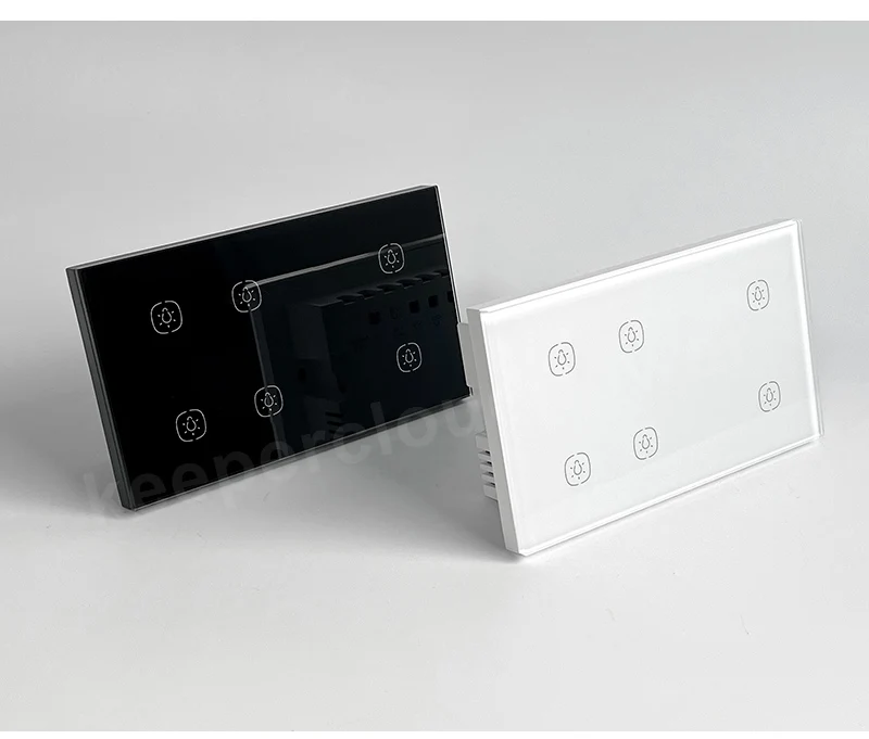 UK Wall Switch 6 Gang Tuya Smart Zigbee Glass Touch Sensing Switch APP Remote Control Timer Control Switch