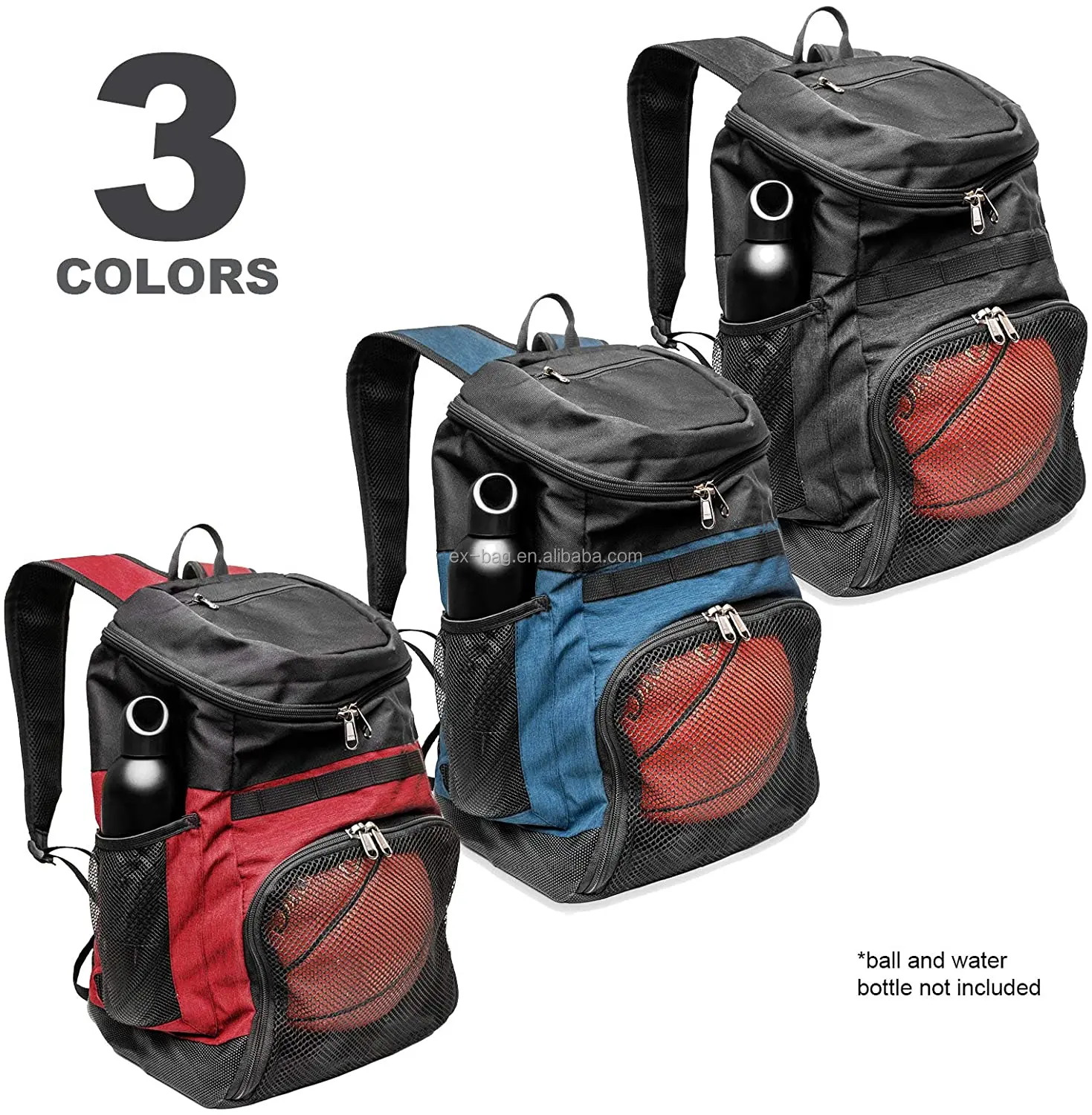 Outdoor Gym Large Sports Backpack Waterproof With 2 Bottle Pocket And