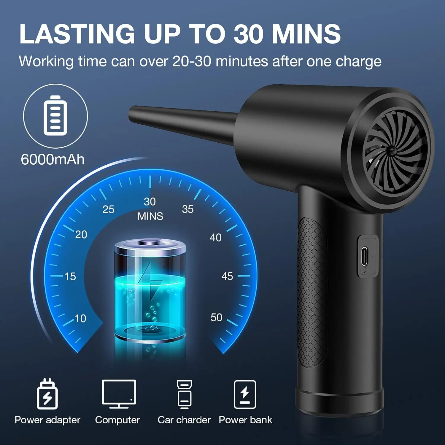 Cordless Air Duster Blower Spray Replace Compressed Cans Rechargeable