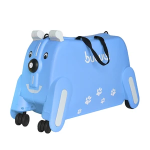 PP Cute Dog 4 Wheels Kids Suitcase for Toy and School 19 Inch Kids Ride on Luggage Lightweight Durable Waterproof Suitcase