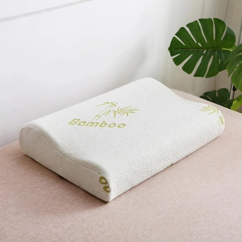 Customized Logo Size Factory Direct Sale Orthopedic Bamboo Memory Foam Neck Pillow Contour Design Pillow to Enhance Sleep