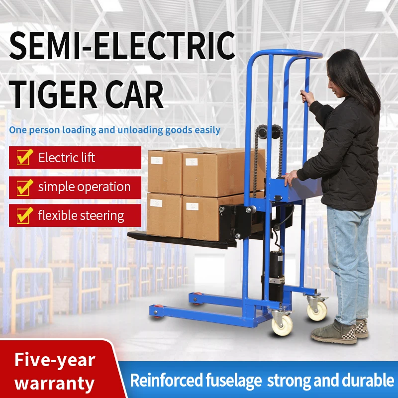 Electric Walking Lifting tiger Truck Small Forklift Portable Warehouse ...
