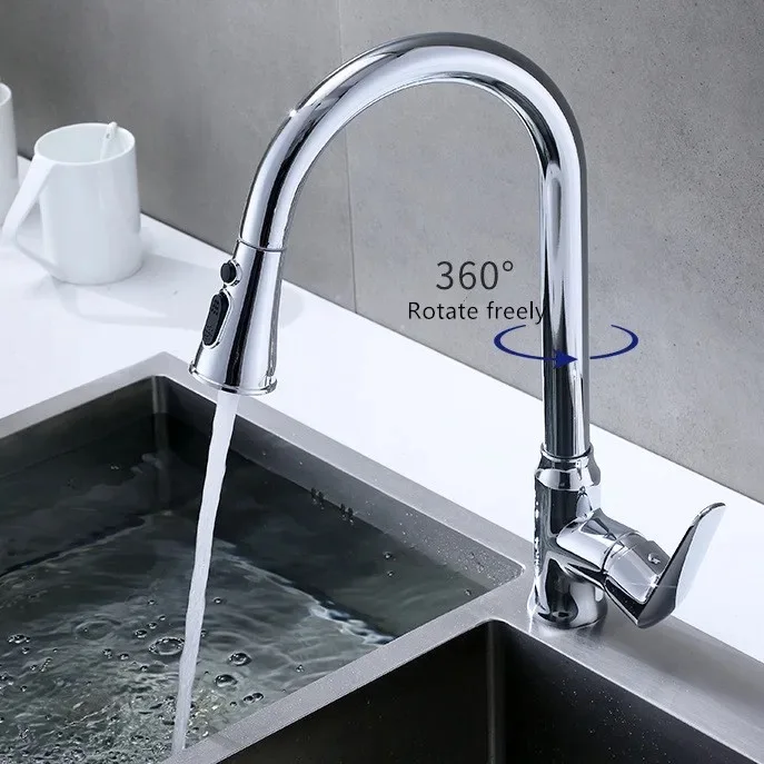 Modern Luxury Hot And Cold Basin Faucets With 360 Rotation Pull Out