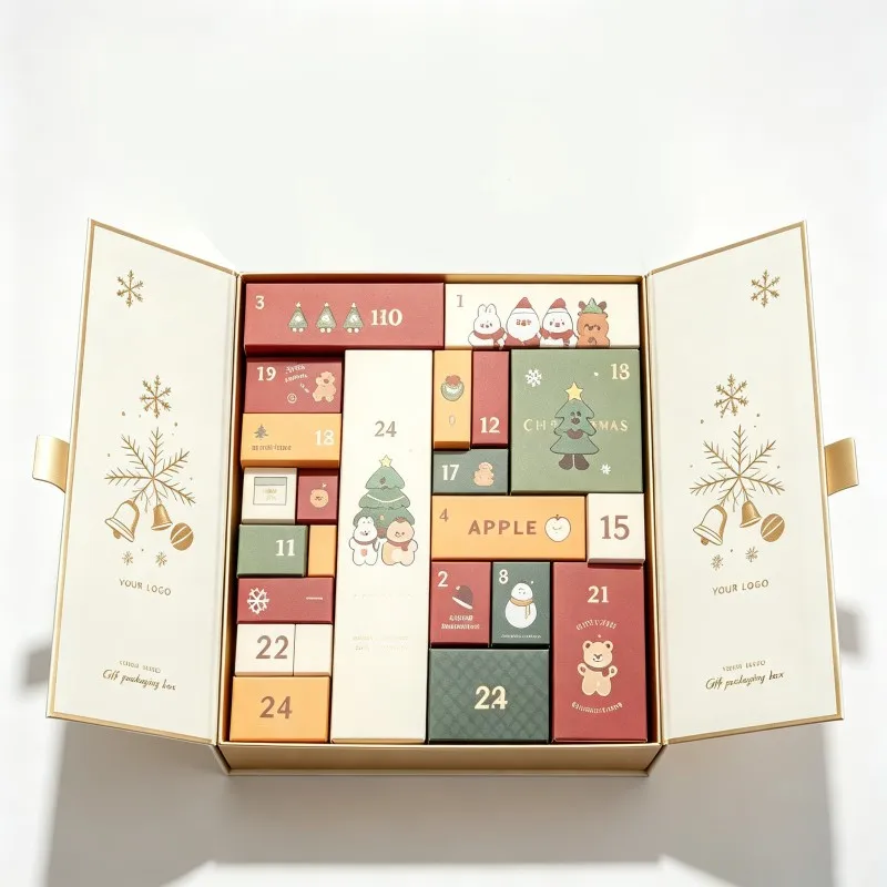 Individuell gestaltete neue Weihnachtsgeschenkbox – Luxus-Blind-Countdown-Starreboxen – Großhandel – Adventskalenderbox mit Sojafarbe