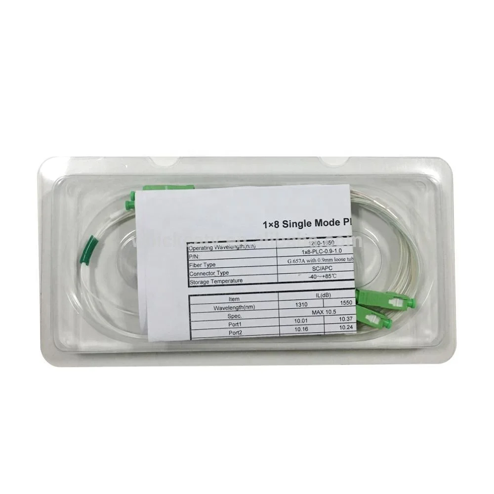 PLC Steel Tube Type FTTH Fiber Optical Splitters 1x8 1x4 1x2 Splitter Ratio PLC Splitter