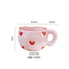 Red glaze heart-hand pinch mug - 301-400ml