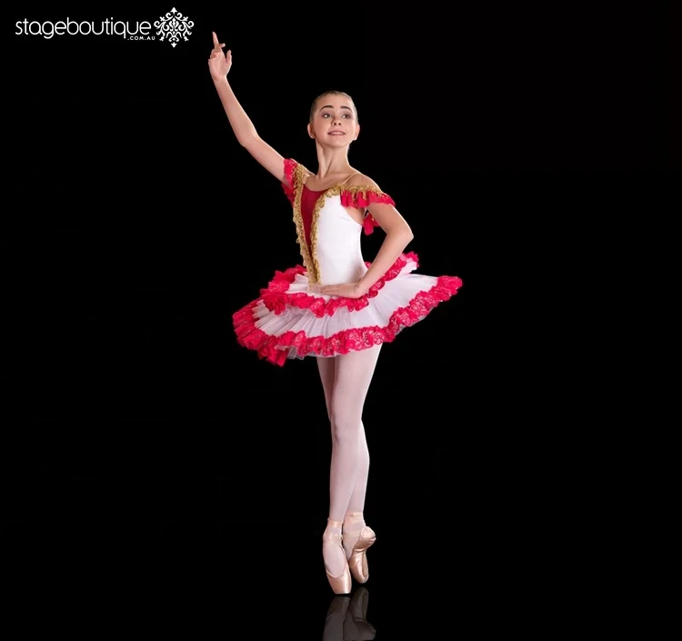 Eco-Friendly Chinese Classical Performance Red White Gold Red Ballet Tutu Dress Dance Costume