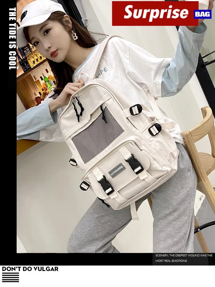Nylon Backpack Students Teenage School 