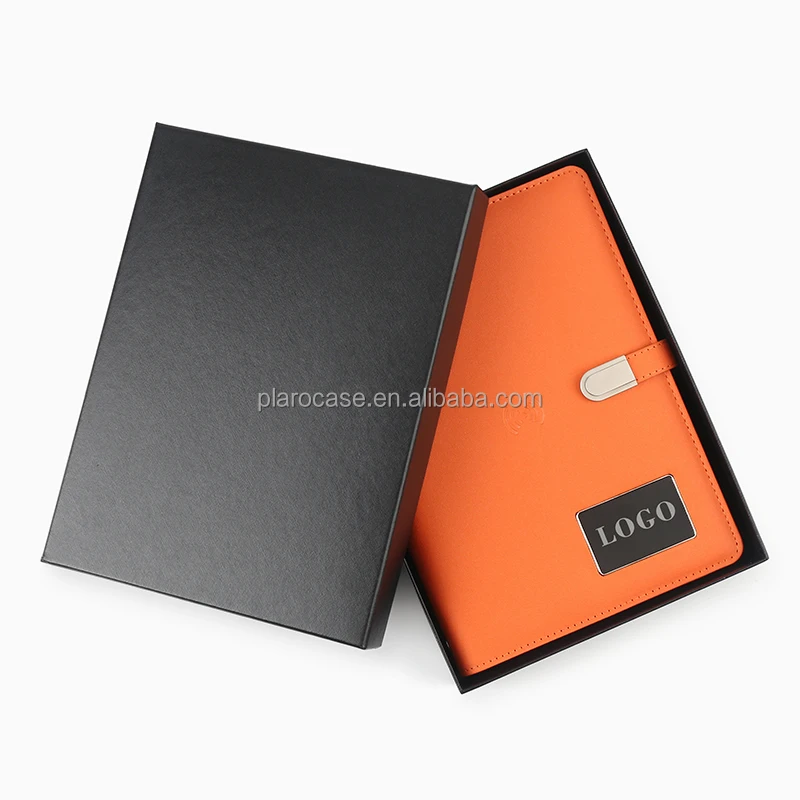 LED Logo Wireless Charging Agenda Notebook with Power Bank USB Voice Recorder Speaker