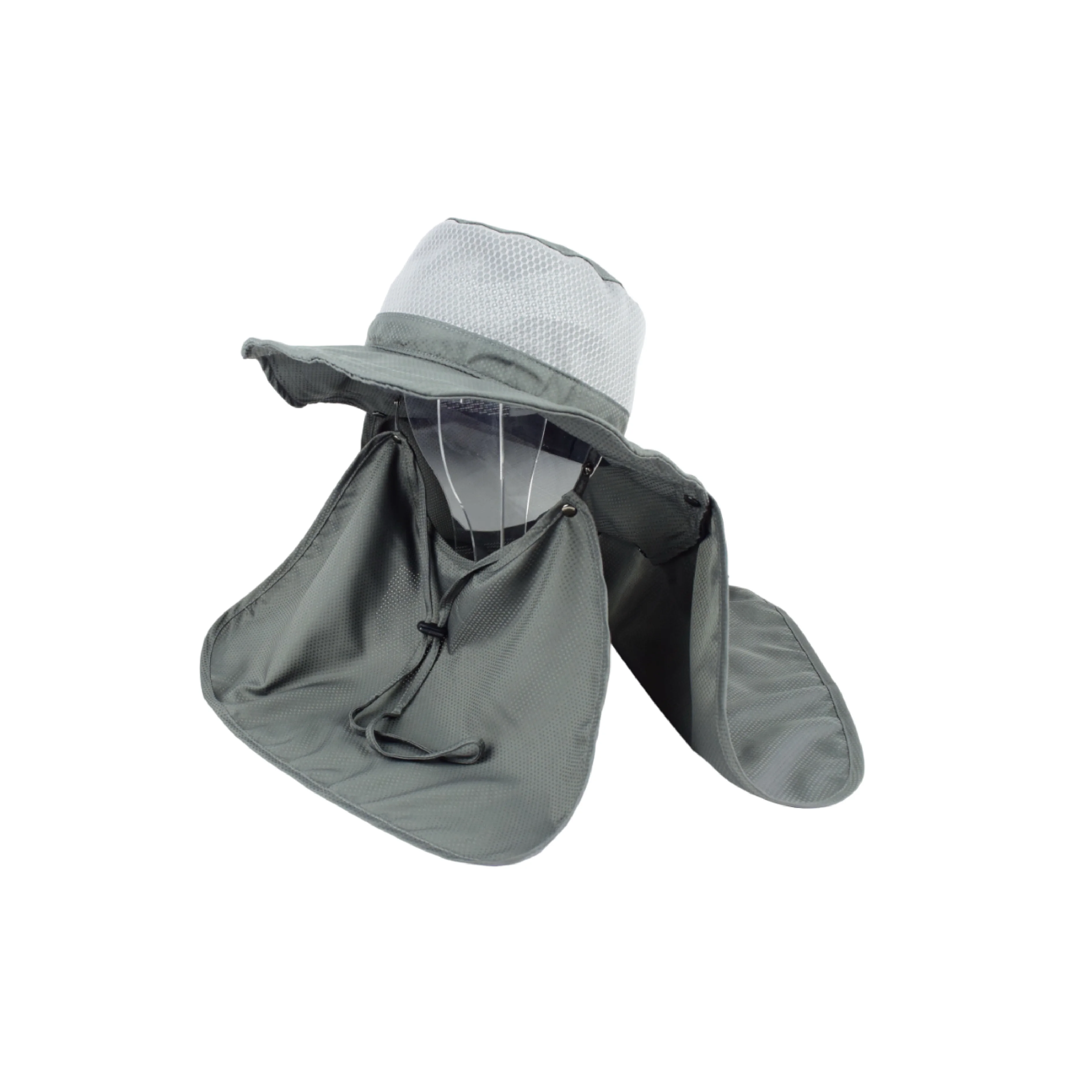 Grey Quick Drying Polyester Adjustable Face Cover Outdoor UV Gardening Hat Waterproof Sports Hat With Neck Flap