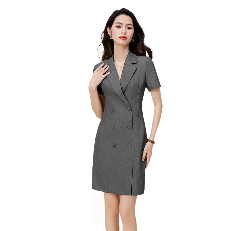 short sleeve suit dress ZAPAKA Women Pleated Work Dress with Short Sleeves Ivory Business Casual Dress, Ivory / US10