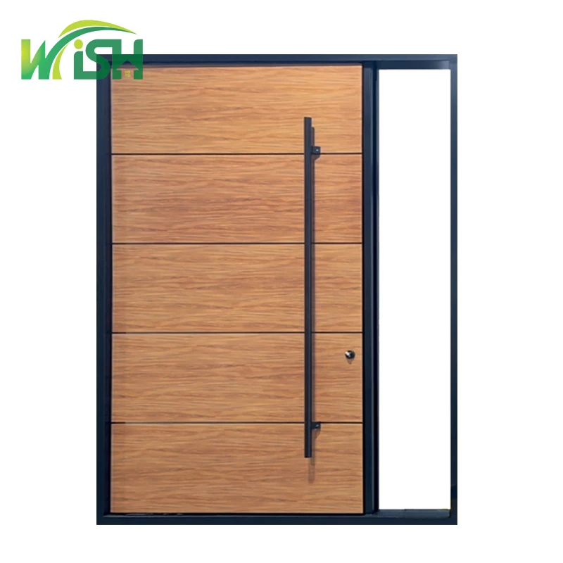 Wish Extra Large One and Half Design Modern Exterior Solid Wooden Front Entrance Pivot Entry Door for House
