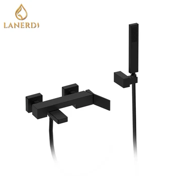 Lanerdi Black Brass Tub Faucet Mixer Hot And Cold Bath & Shower Faucet