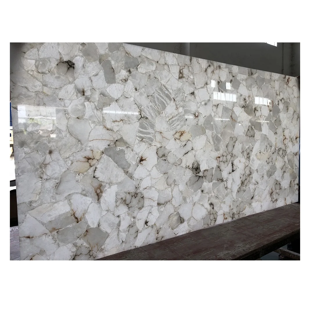Artificial Backlit Resin Marble Translucent Tiger Onyx Slab for Led Lighted Translucent Marble Bar Counter