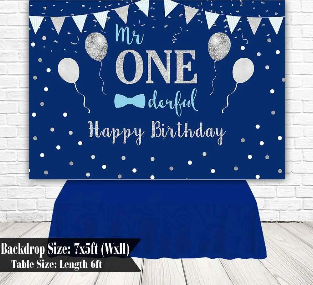 Onederful Backdrop Blue Bow Tie Theme Blue an BINQOO 7x5FT Boys 1st Birthday Mr 