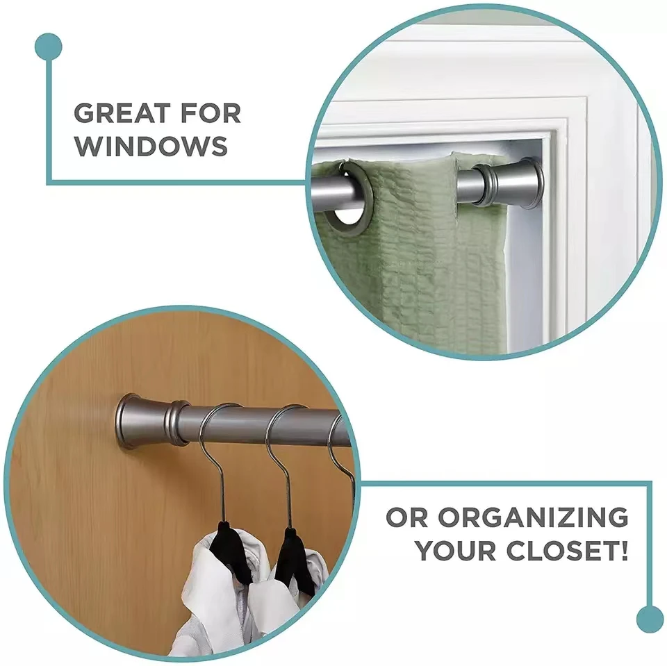 Adjustable Extensible Metal Window Shower Curtain Poles,Telescopic