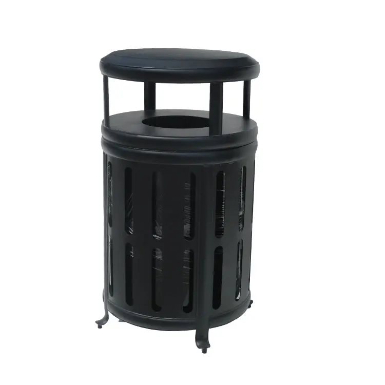 New Design Outdoor Creative Metal Garbage Trash Can Outside Garden Street Cute Recycle Waste Bin Public Commercial Steel Dustbin