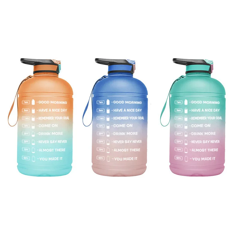 1.5L 2.5L Half Gallon Water Bottle with Times with Straw Water Jug