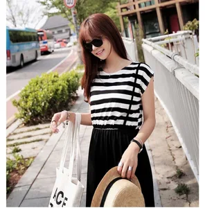 New Style Maternity Summer Dress with Slimming Stripes, Long Skirt, Suitable for Breastfeeding Pregnant Women.
