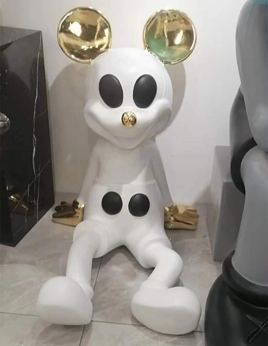 Большая полимерная сидячая Гальваническая скульптура Микки для художественной коллекции