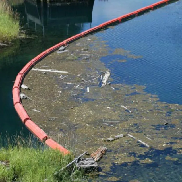 Direct Manufacture HDPE Rotomoulded Marine Pontoon PE Floating Trash Barrier with Piston for Water Seaweed Fence Boom