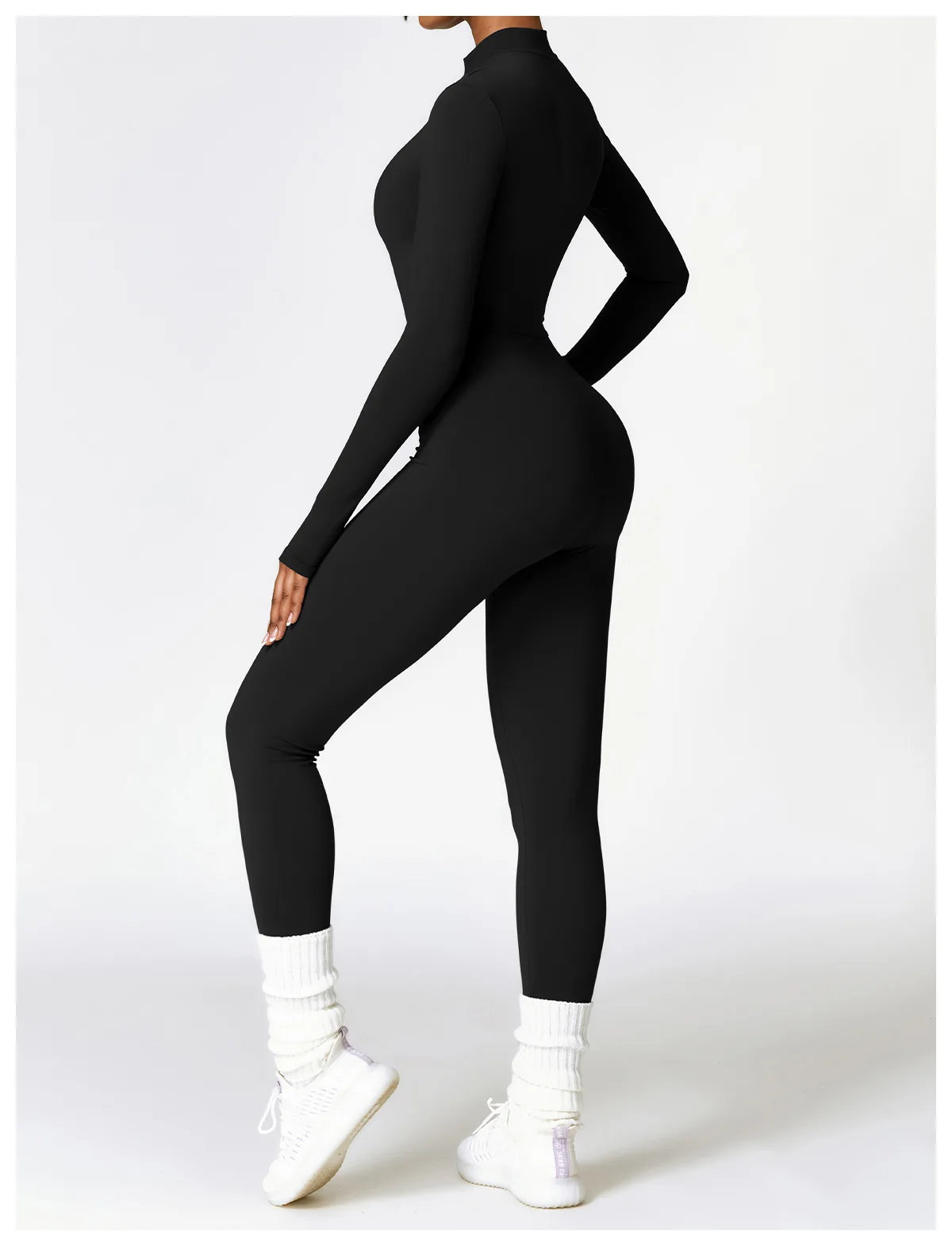 Winter Cashmere One-piece Yoga Clothing Long Sleeve Warm Outside ...