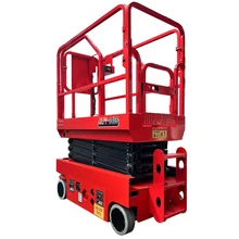 Small self-propelled scissor lift cleaning with battery powered scissor lift