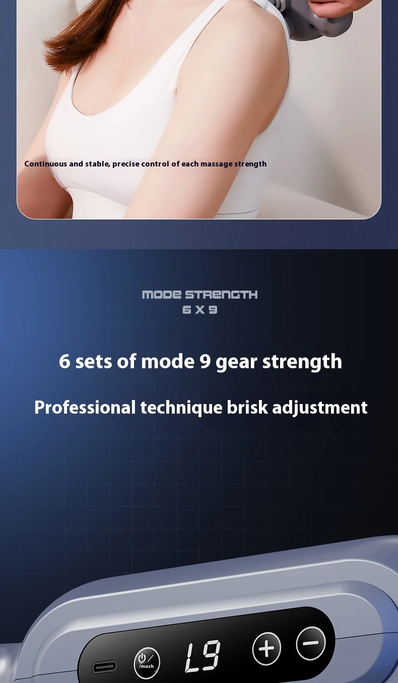 8-Head Liquid Crystal Fascia Gun Hot Compress Massager Deep Percussion Massage Whole Body Muscles Relaxing Waist Back Muscles