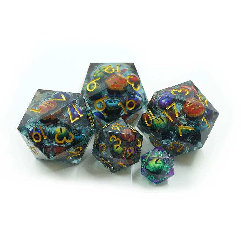 Yushun Personalizado DND D20 50MM Dados de Resina Jumbo com Design de Olho de Dragão em Movimento para Dungeons and Dragons