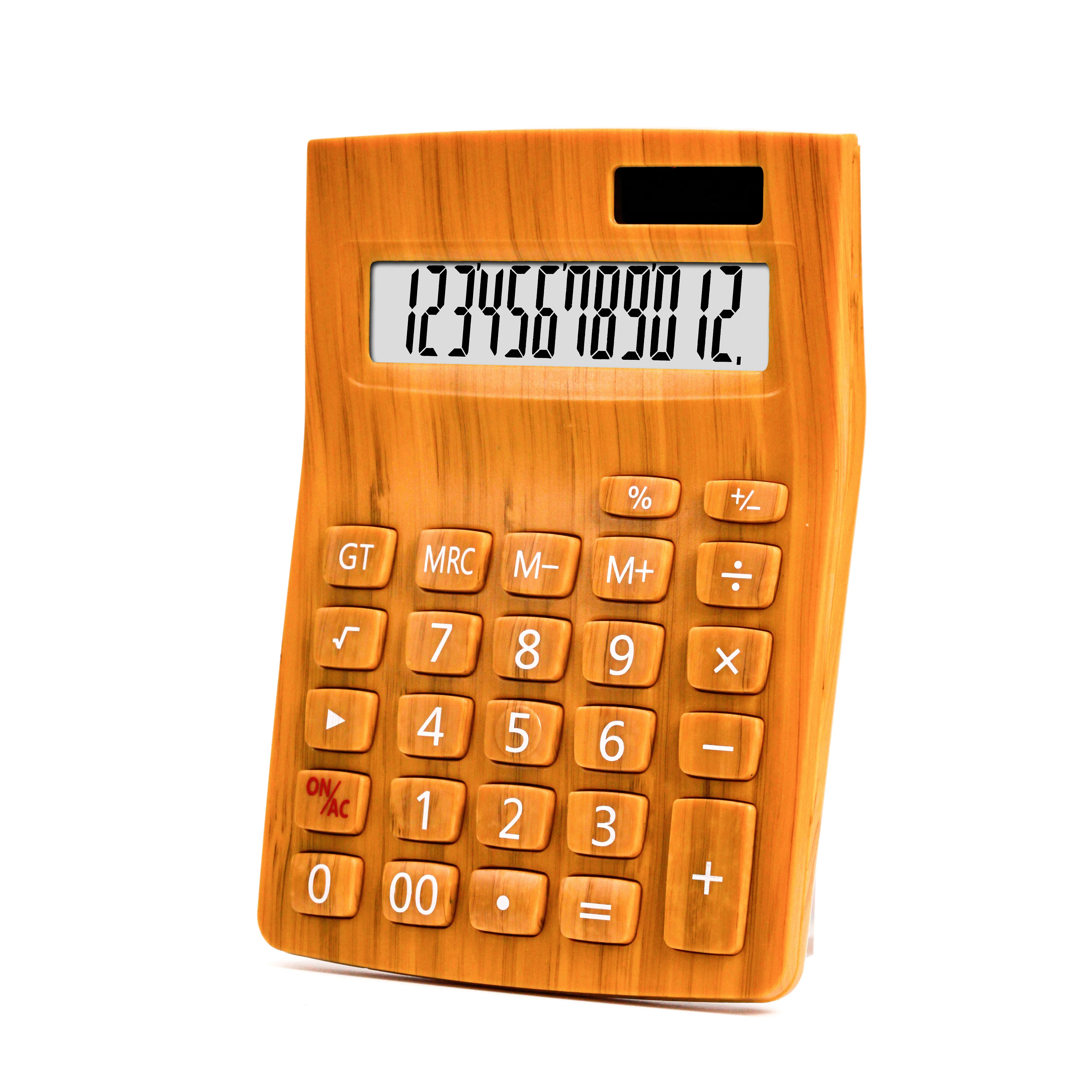 Novelty desktop promotional business gift 12 digits bamboo calculator with solar panel for office student