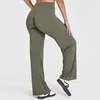 Pantalon évasé extra long vert olive