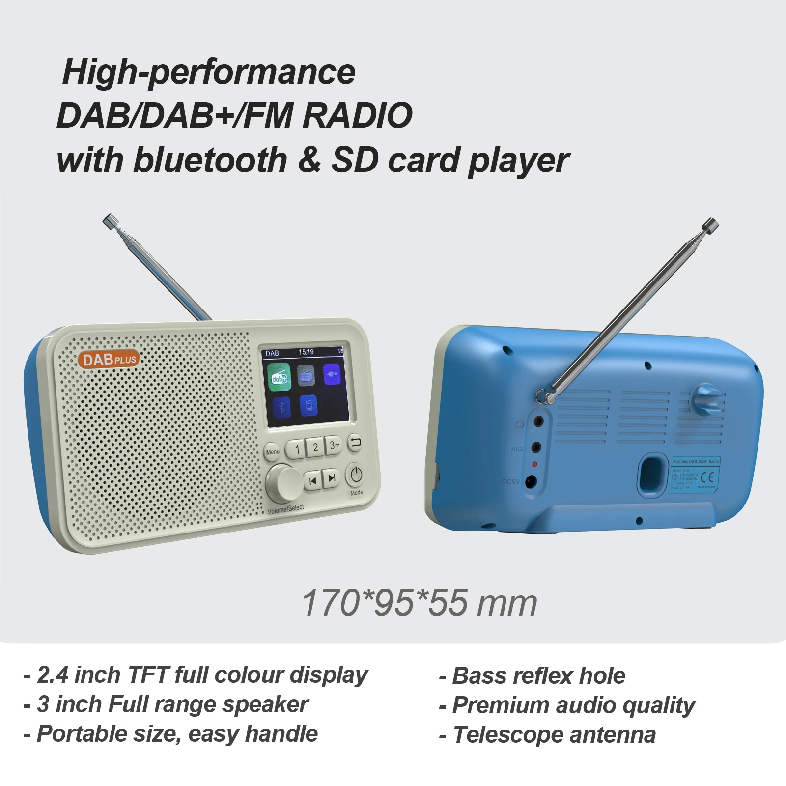 Nedis Radio DAB+ / FM Da Tavolo – Bluetooth, Batteria Integrata, 40 Preimpostazioni, Schermo A Colori