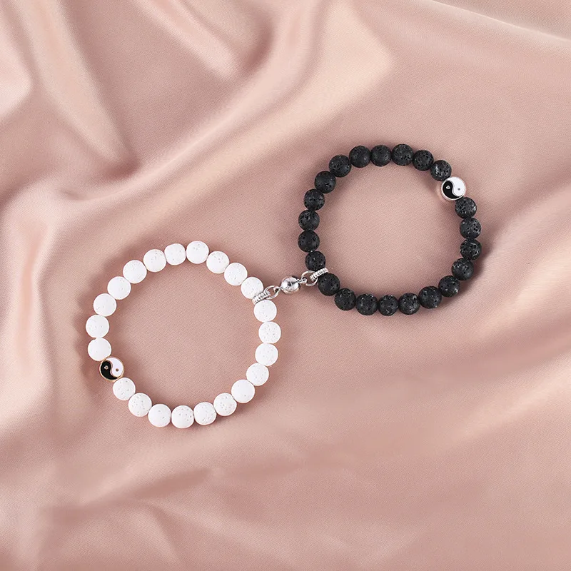 Wholesale Beaded Couple Bracelet Frosted Stone Turquoise Magnet Bracelet Natural Stone Men and Women Lover Bracelets