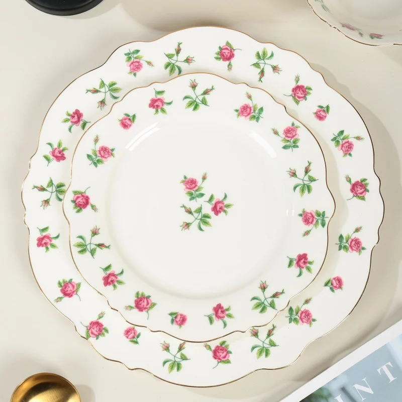 product wholesale floral ceramic plate porcelain dinner set kitchen tablewares wedding plates restaurant ceramic tableware set-8