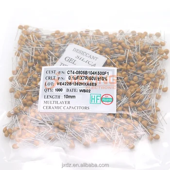 500-Piece Multilayer Ceramic Capacitor Kit - 104 (100nF) 50V X7R, 5mm Lead Spacing, CT4 Type 6 thumbnail image