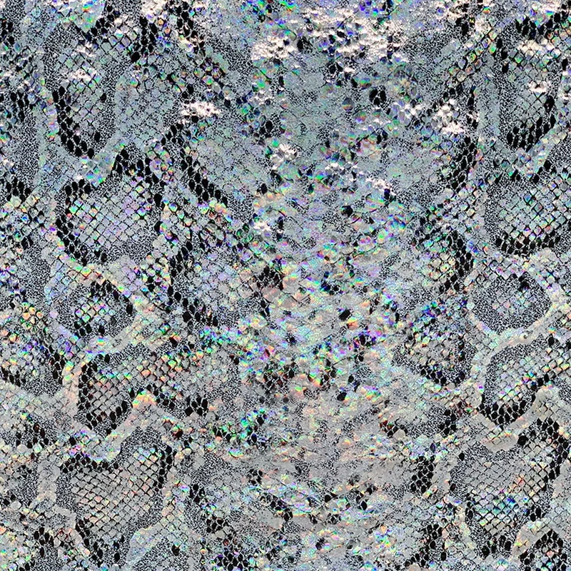 Free Sample Stretchy Polyester/polyamide Spandex Knitted Shiny Holographic Snake Skin Foil Print Fabric for Swimsuits Beachwear