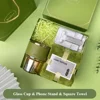 Vaso de cristal + toalla + soporte para teléfono