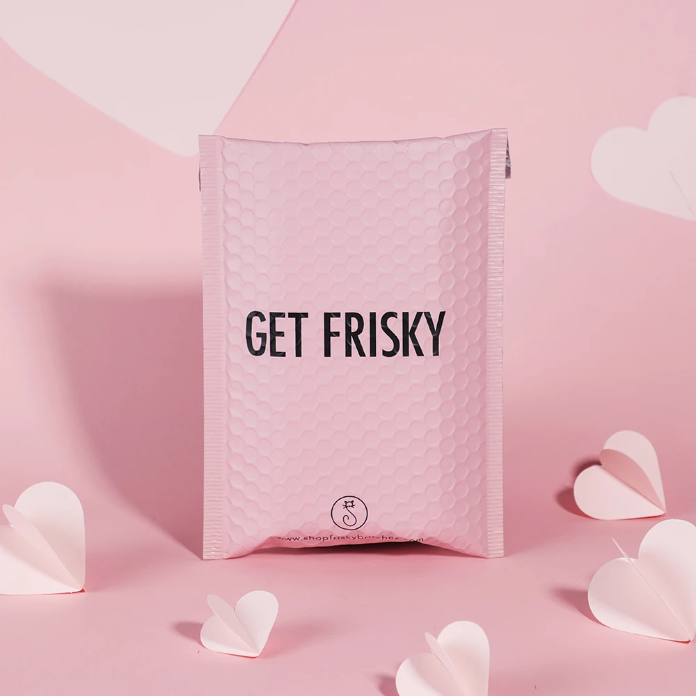 Cosmetic Pink Bubble Padded Envelope Customized Logo Metallic Foil Poly Bubble Mailers