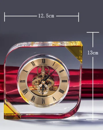 Customized K9 Crystal Glass Obelisk Clock Fo Home Decorative Business Craft Gifts Tabletop Desk Trophy Award for Love Theme