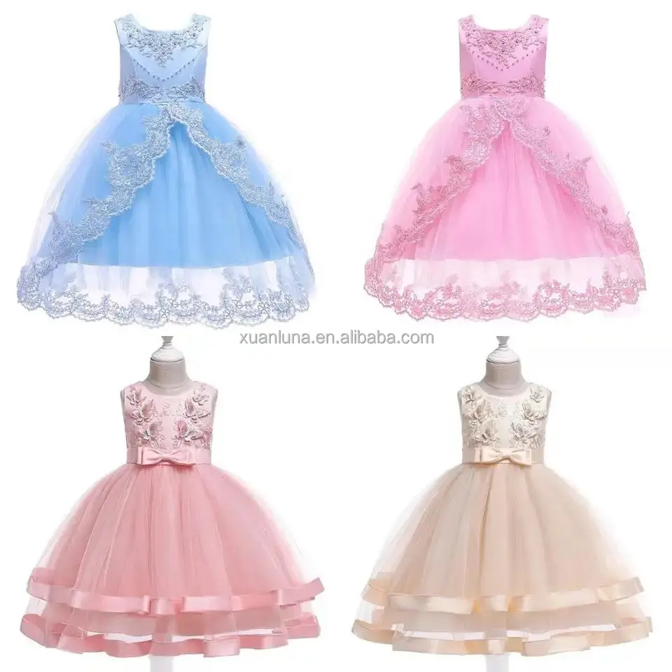 2023 Baby Girls Princess Dress Bow Lace Princess Clothes For Girls