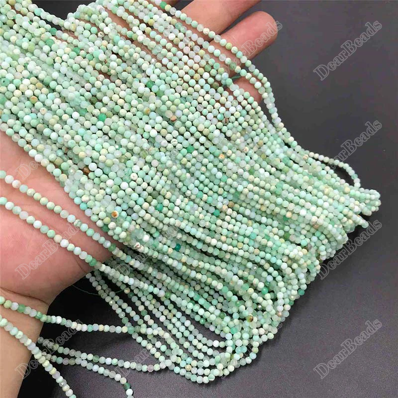 Wholesale High Quality Natural Gemstone Loose Faceted Green Color  Australian Jade Beads For Necklaces DIY Making 3mm 4mm From m.