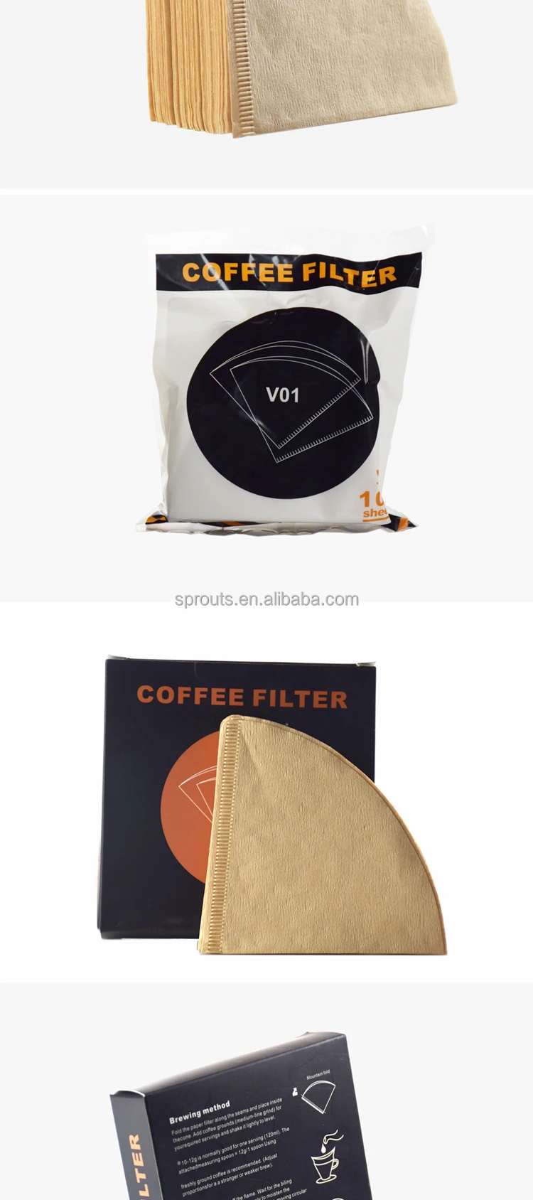 Ecocoffee Pour Over Coffee Paper Filters Single Use Natural Pour Over