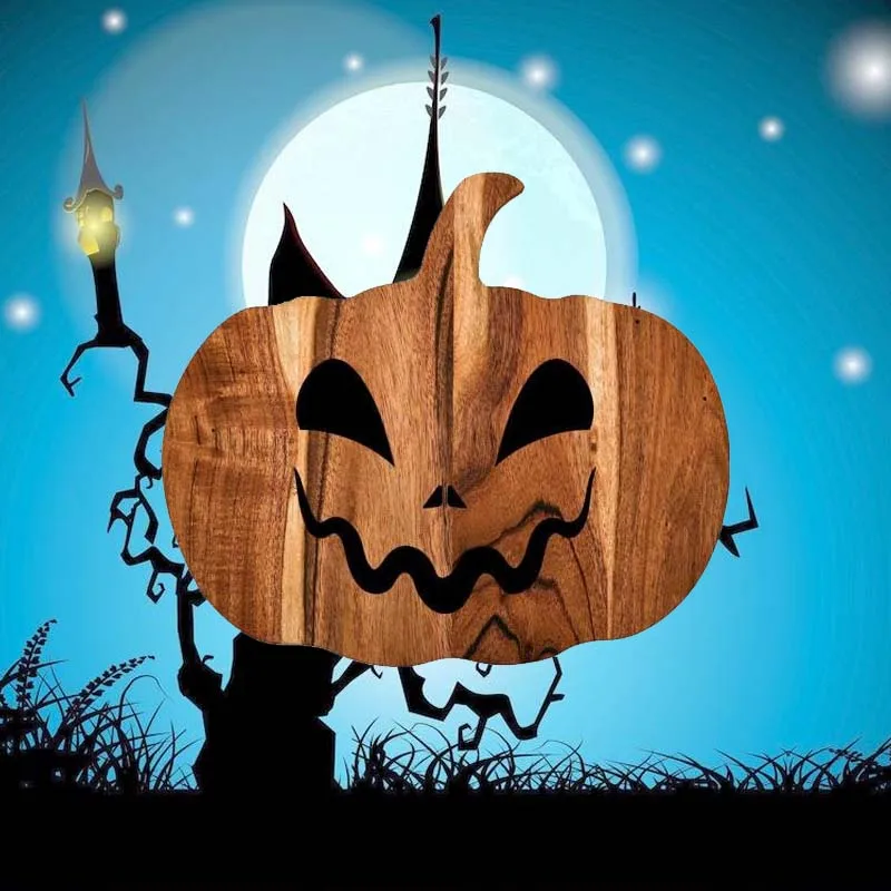 Planche à découper en bois en forme de citrouille d'Halloween, planches en bois pour charcuterie d'Halloween, décoration de cuisine d'automne, planche en bois pour hacher la viande, les légumes