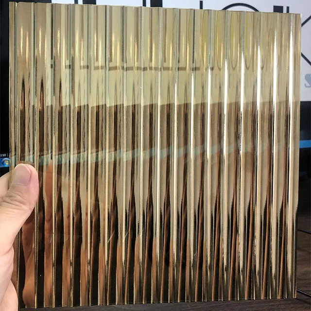 Temperable Toughened Figured Pattern Grey Glod Ultra Clear Coated Fluted Reeded Moru Glass Panel for Partition Door Window
