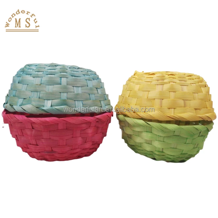 ECO Cheap Gift bamboo Basket with Handle Wholesale Handmade Mini gift Basket Natural  for Flower Custom Folk Art&craft