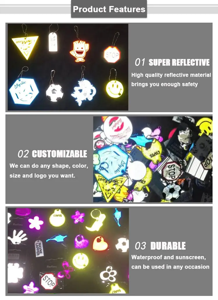 Reflector Keychain Custom Design Bag Tag Oem Custom Safety Vest Shape