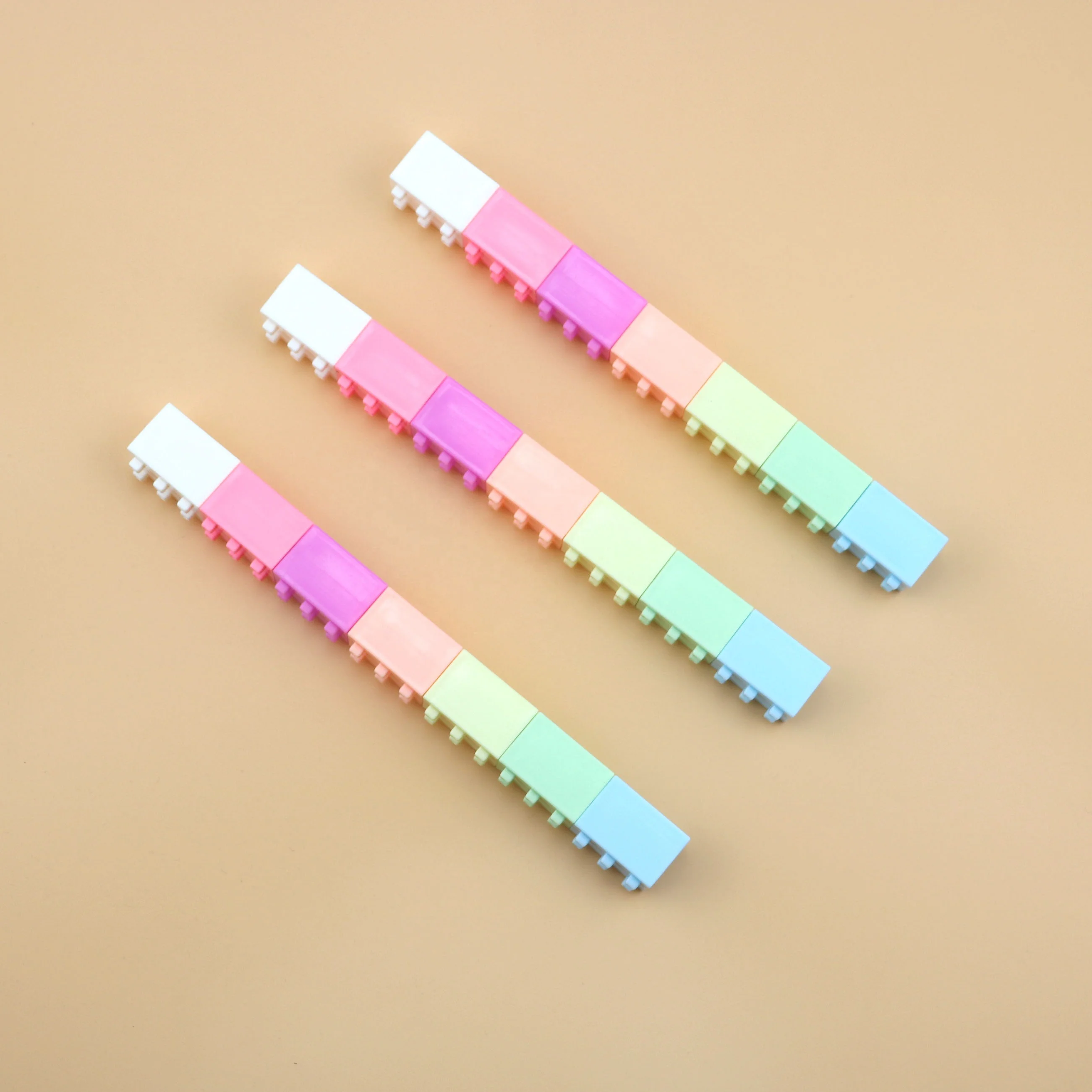 Cute Stacking Highlighter Mini Block Stackable Colorful Building Blocks Highlighter 6 Color Marker Pen