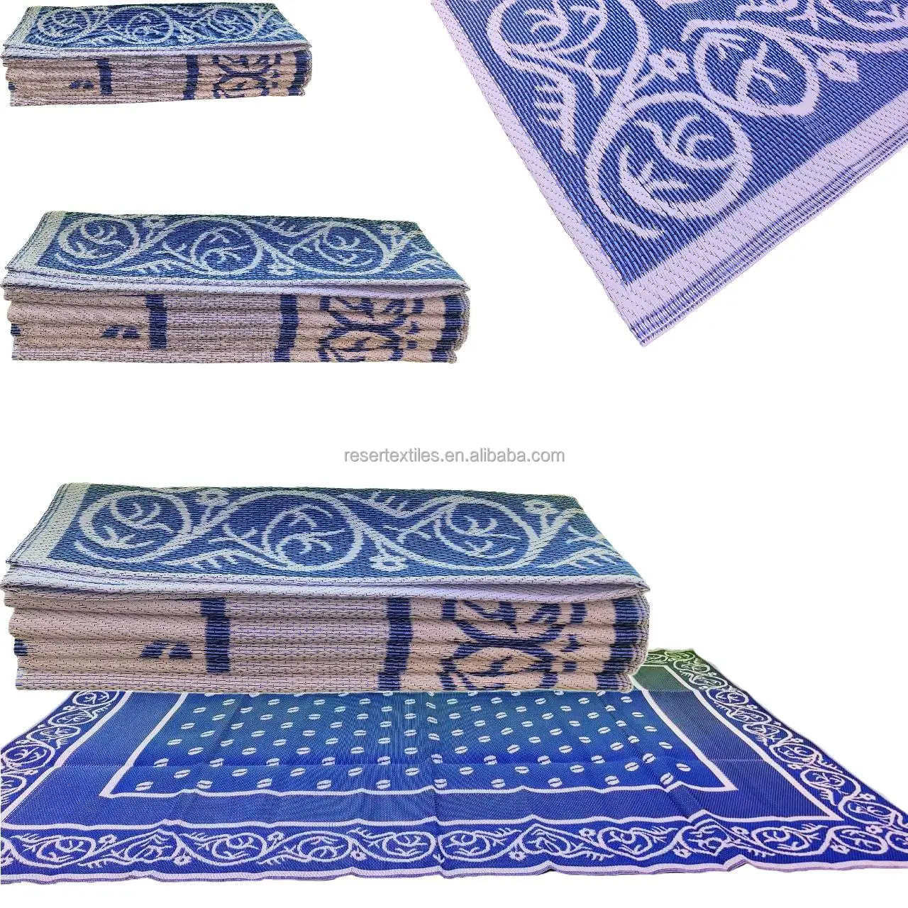 Waterproof Foldable Reversible Patio Area Rug for Outdoor RV UV Resistant Eco-Friendly Portable Plastic Mat for Picnic Deck