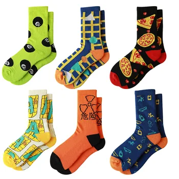 Manufacture new style popular socks colorful fashion novelty pattern custom logo design women cotton sports socks